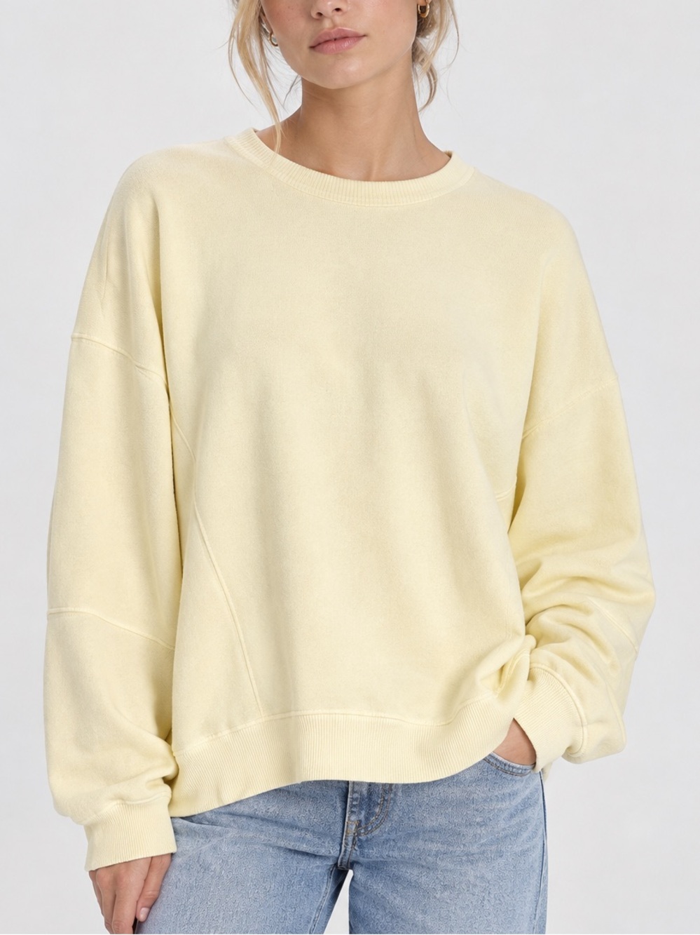 Aerie Butter Yellow Oversized Crewneck Sweatshirt Relaxed Fit Pullover
